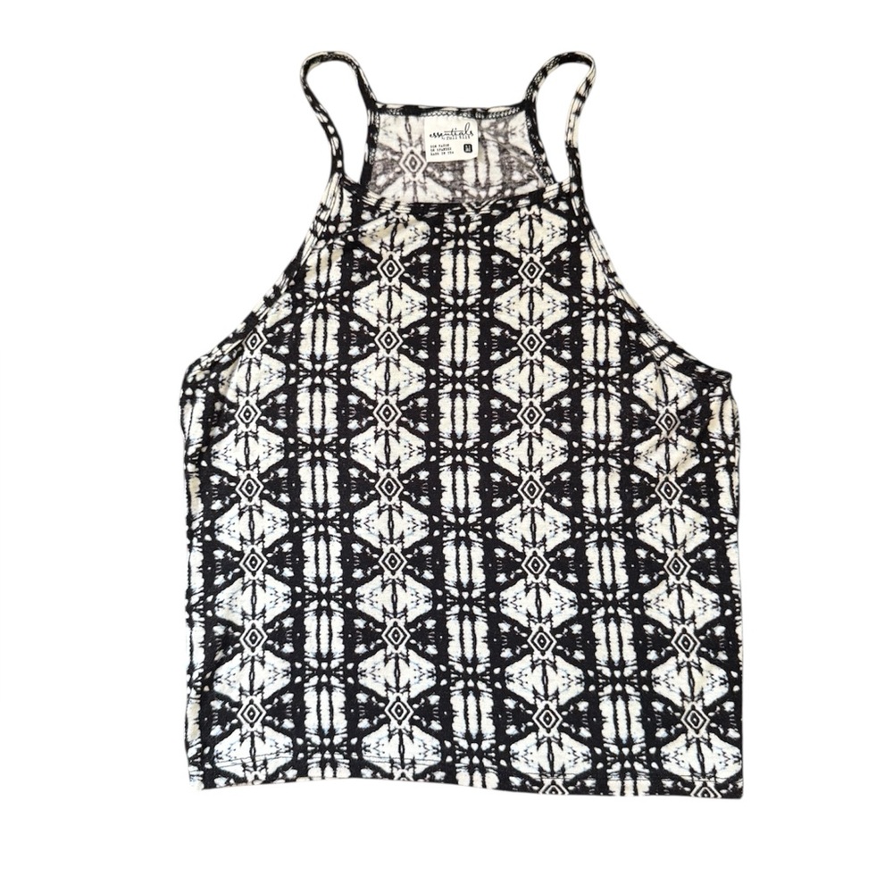 Full Tilt Black and White Patterned Tank Top